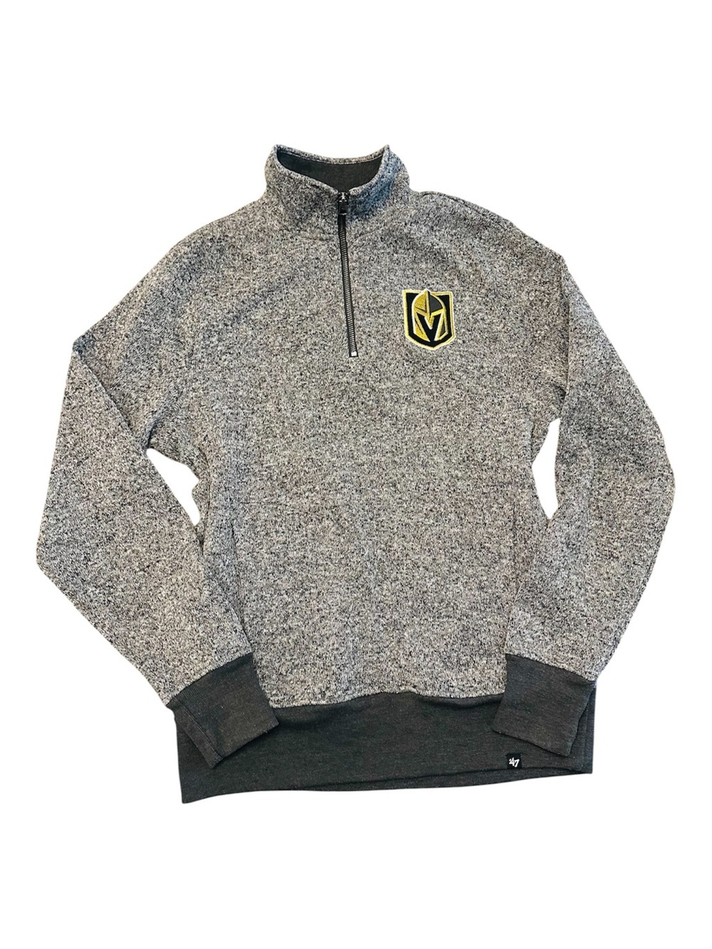 NHL 47 Vegas Golden Knights Gray and Gold Quarter-Zip Sweater Mens Small